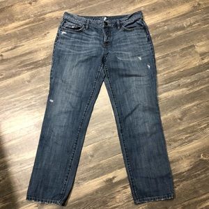 LOFT Distressed button fly boyfriend jeans size 8